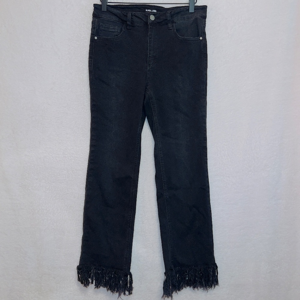 Black Label by C'EST 101 Black Wash Denim High Rise Frayed Hem Ankle Jeans 27